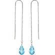 HandcraftedSilver 925 Aquamarine TEARDROP Threader Earrings MADE WITH SWAROVSKI ELEMENTS