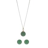 14k Yellow Gold Green Aventurine Earrings and Necklace Set, 16