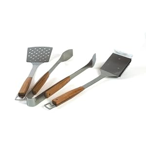 Charcoal Companion 3-Piece Pacific Bamboo Barbecue Tool Set by 
