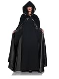 Velvet Satin Deluxe Cape Womens Classic Vampire Costume Witch Sorceress Renaissance Gothic Hooded 63 inch Cloak Black on Black