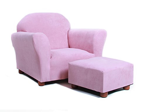 KEET Roundy Child Size Chair with Microsuede Ottoman, Pink, Ages 2-5 years