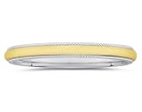 3 mm Two Toned White Milgrain Edge Comfort-Fit Men's Wedding Band in 14k Two-Tone Gold