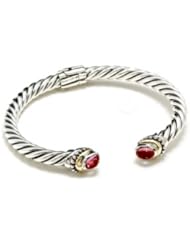 Sterling Silver 18K Gold Rhodlite Bangle Bracelet (1.20 cts.tw.)