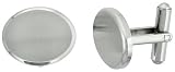 Stainless Steel Plain Oval Cufflinks Satin Finished 3/4