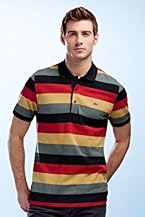 Short Sleeve Multi-Color Bar Stripe Pique Polo