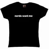 Flirty Diva Tees Woman's LooseFit T-Shirt-Nerds want me-Black-White