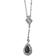 14K White Gold Onyx and Diamond Necklace