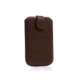 System-S Brown Leather Sleeve Case for Sony Ericsson C510 C702i C901 C902i C903 ELM G502 G900 J110i K530i K550i K610i K770i S302 S500i T700 T707 W200i W302 W350 W508 W595 W705 W715 W760i W810i W880i W890i W902 W910i W980i W995 Yendo