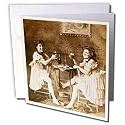 Scenes from the Past Vintage Stereoview - Ballet Dancers with Beer Sepia tone - Greeting Cards-6 Greeting Cards with envelopes