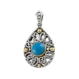 317N6rGNxuL. SL160  08.00 Mm Sterling Silver & 14K Yellow Gold Ss 14Ky Cab Genuine Turquoise Pendant