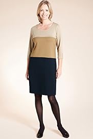 Classic Collection 34 Sleeve Button Tab Colour Block Dress