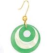 14K GREEN JADE & MOP CIRCLE EARRINGS (FRENCH WIRE)