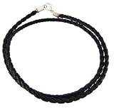 Twisted Braided Rope Black Leather Cord Chain Necklace 16" 18" 20" 30"-18"
