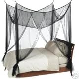 Black 4 Poster Bed Canopy Mosquito Net Full Queen King plus A Hot pink Little cute Kids room mesh organizer pop up hamper Set