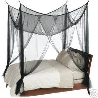 Black 4 Poster Bed Canopy Mosquito Net Full Queen King