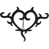 Black TOP DROP Heart TATTOO Belly Ring