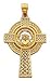 Charm - 14kt Solid Yellow Gold Claddagh Cross Pendant