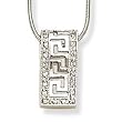 Shiny Greek key style with clear CZ Sterling Silver Pendant. Comes with a 16" Sterling Silver Necklace