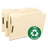 Enlarge the images for Fastener Folder, Legal, 100% Recycled, 11 pt Stock, 1/3 Cut, Manila, 50/Box SMD19547