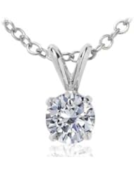 1.00 CT Round Diamond Solitaire Pendant in 14K White Gold