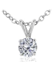 PARIKHS Round Cut Diamond Solitaire Pendant Premium Quality in 14k White & Yellow Gold (G-H color, SI1 clarity)