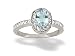 14K White Gold Genuine Oval Aquamarine and Diamond Couture Ring