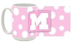 University of Michigan 15 oz Ceramic Coffee Mug - Pink Polka Dot