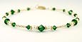 Emerald - May 14kt Gold Filled Beaded Swarovski Crystal Anklets - Adjustable Ankle Bracelets