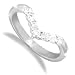 Jewelco London 18 carat solid white gold 0.28 carat claw-set brilliant cut Fine Diamond wishbone Ring