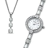 Bulova Ladies Crystal Watch and Pendant Gift Set # 96X113