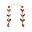 Sterling Silver Fashion Earrings with Red CZ - Dangling