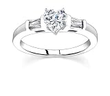 0.9 CT HEART DIAMOND 18K WHITE GOLD RING NEW