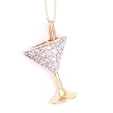 14K .20 CTW Diamond Martini Glass Pendant