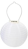 Japanese Shoji Solar Lantern, White, Glows White at Night.