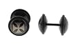 Black Stainless Steel Fake Plug with Iron Cross Logo - 16g Wire - 0g Fake - Sold as a Pair Black Stainless Steel Fake Plug with Iron Cross Logo - 16g Wire - 0g Fake - Sold as a Pair