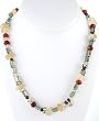 Colorful Citrine, Garnet Gemstone, Czech Glass and Swarovski Crystal Bead Necklace with Sterling Silver Lotus Flower Accent, 19" Length, #7892