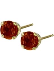 0.26Ct. Genuine 3mm Garnet 14 Karat Yellow Gold Round Earrings
