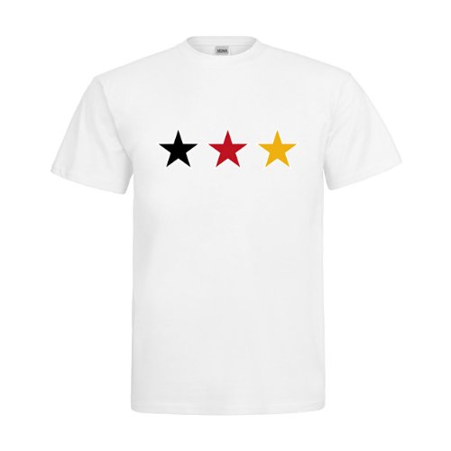 MDMA T-Shirt Sternfahne Deutschland groß in schwarz rot gold mdma-t00011-3 Textil white / Motiv farbig Gr. L