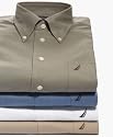 Nautica Men's Vintage Oxford Buttondown Contrast Logo Dress Shirt, White