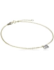 Bonded 14k Two-Tone Gold and Silver Heart Anklet