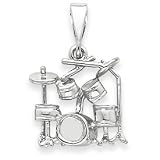 14k White Gold Drum Set Pendant