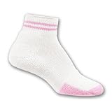 Thorlo Thick Cushion Mini-Crew Tennis Socks with THOR?LON? - White/Pink - TMX-11-235