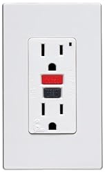 Leviton 7599-RPW 15 Amp, 125 Volt, SmartlockPro GFCI with Red and Black Test and Reset buttons, Decora screwless wallplate included, White