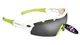 RayZor Professional Lightweight UV400 White Sports Wrap Running Sunglasses, With a 1 Piece Vented Smoked Mirrored Anti-Glare Lens.