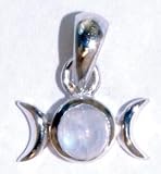Sterling Silver Triple Goddess Rainbow Moon Stone Amulet Necklace Pendant Charm Wicca Wiccan Pagan Metaphysical Spiritual Religious Women’s Men’s Jewelry