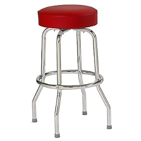 Single-Ring Bar Stool - Red 