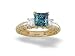 14K Yellow Gold Square Created Alexandrite and Diamond Engagement Ring