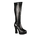 5 Inch Heel Sexy Knee High Boot With Zipper Stretch Poly Boots