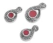 Sterling Silver Marcasite Pendant and Earrings Set - Gems Around Round Cut Canelian