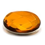 Sterling Silver Ligt Changing Color Faceted Amber Brooch 23x33mm